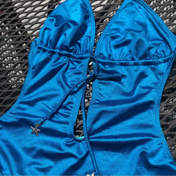 Billabong Glittery Blue Cut Out One Piece size L - Picture 5 of 10